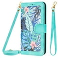 thumbnail image 1 of Allytech for Google Pixel 6A Wallet Case, Premium PU Leather Cards Slots Shoulder Strap Hand Wrist Fashion Floral Pattern Wallet Phone Case for Google Pixel 6A - Green, 1 of 14