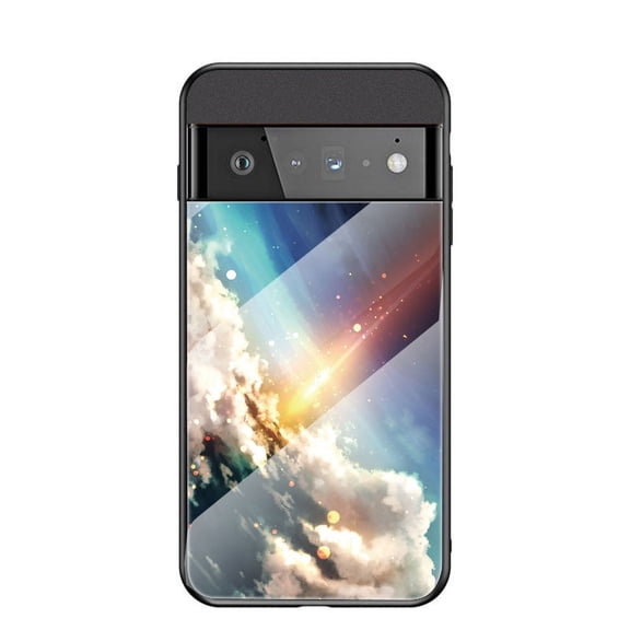 Allytech Google Pixel 7 Case 2022 Released, Tempered Glass Back Cover Side with TPU Galaxy Pattern Stylish Design Shockproof Anti-scratch Bumper Case Cover for Google Pixel 7