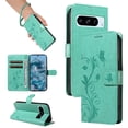 thumbnail image 1 of Allytech for Google Pixel 7 Case with Cards Holder, Premium PU Leather Flip Cover Stand Hand Wrist Shockproof Butterfly Floral Embossed Wallet Case for Google Pixel 7 - Green, 1 of 8