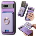 thumbnail image 1 of Allytech Google Pixel 7 Case, Detachable Magnetic Wallet Case with Card Holder & Ring Stand, Support Car Mount, Premium PU Leather Shockproof Durable Protective Slim Case Cover - Purple, 1 of 10