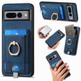 thumbnail image 1 of Allytech for Google Pixel 7 Pro 2 in 1 Detachable Wallet Case, Retro PU Leather Ring Kickstand Card Slots Case for Women Men, Strong Magnetic Shockproof Slim Case for Google Pixel 7 Pro - Blue, 1 of 10