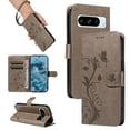 thumbnail image 1 of Allytech for Google Pixel 7 Pro Case with Cards Holder, Premium PU Leather Flip Cover Stand Hand Wrist Shockproof Butterfly Floral Embossed Wallet Case for Google Pixel 7 Pro - Gray, 1 of 8