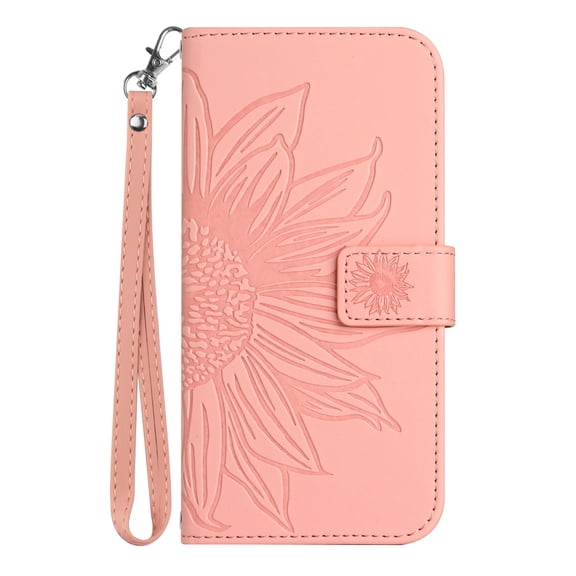 Allytech for Google Pixel 7 Pro Case, Embossed Sunflower PU Leather Anti-Scratch Shockproof Magnetic Snap Protective Case for Google Pixel 7 Pro 5G 2022 (6.7 inch), Pink