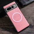 thumbnail image 1 of Allytech for Google Pixel 7 Pro Cases, Magnetic MagSafe Retro PU Leather Cloth Fabric Pattern Shockproof Anti-Scratch Slim Business Case Cover for Google Pixel 7 Pro 6.7" 2022 Released, Pink, 1 of 9