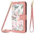 thumbnail image 1 of Allytech for Google Pixel 7 Pro Wallet Case, Premium PU Leather Cards Slots Shoulder Strap Hand Wrist Fashion Floral Pattern Wallet Phone Case for Google Pixel 7 Pro - Pink, 1 of 14