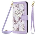 thumbnail image 1 of Allytech for Google Pixel 7 Wallet Case, Premium PU Leather Cards Slots Shoulder Strap Hand Wrist Fashion Floral Pattern Wallet Phone Case for Google Pixel 7 - Purple, 1 of 14