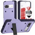 thumbnail image 1 of Allytech Google Pixel 7A Case + 3Pcs Google Pixel 7A Screen Protector, Heavy Duty Protective Shockproof Kickstand Case Cover for Google Pixel 7A 5G 6.1" - Lightpurple, 1 of 7