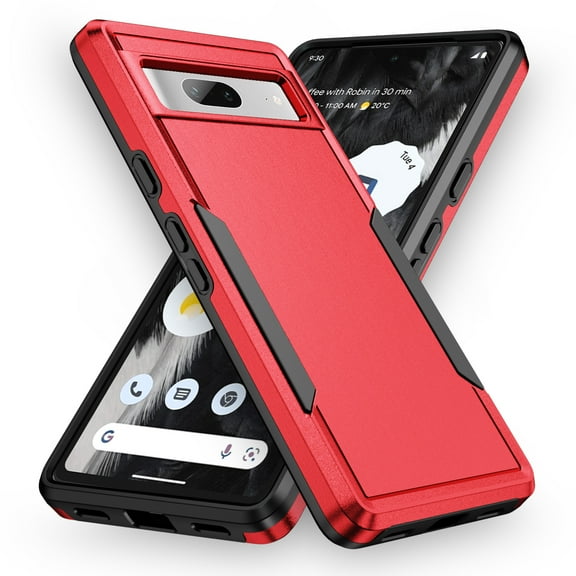 Allytech Google Pixel 7A Case 6.1" - Heavy Duty Shockproof Protective Anti-Scratch Slim Fit Dual Layers Hybrid Back Cover Shell Case for Google Pixel 7A - Red+Black