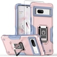 thumbnail image 1 of Allytech Google Pixel 7A Case with Ring Holder + 1 Pcs Screen Protector, Kickstand Rugged Shockproof Anti-Scratch Bumper Protective Back Cover Case for Google Pixel 7A - Rosegold, 1 of 8