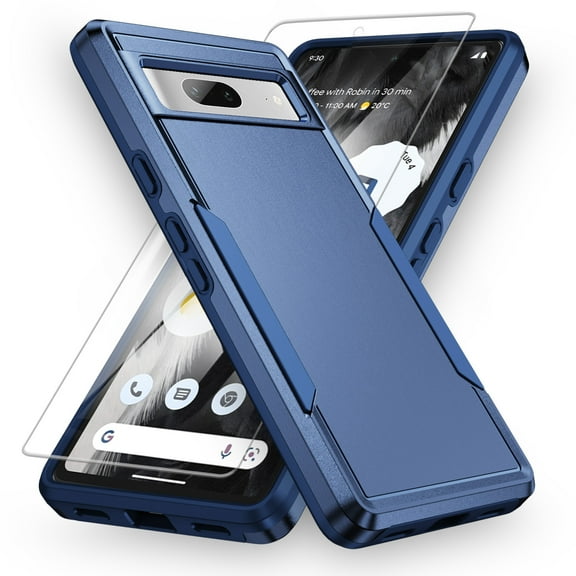 Allytech Google Pixel 7A Case with Screen Protector - Military Grade Protection Shockproof Anti-Scratch Rugged Hybird Case Cover for Goolge Pixel 7A 6.1" - Navyblue