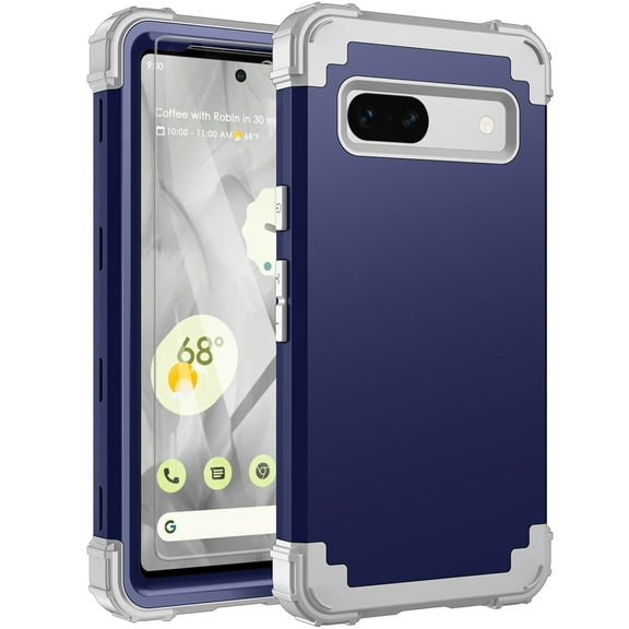 Allytech Google Pixel 7A Case with Screen Protector - Rugged Hybrid PC Cover Military Grade Protection Shockproof Anti-Scratch Corner Protective Case Cover for Google Pixel 7A 6.1" - Darkblue