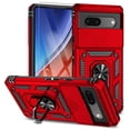 thumbnail image 1 of Allytech Google Pixel 7A Case with Screen Protector, Slide Camera Protective Cover Ring Holder Stand Compatible with Car Mount Shockproof Anti-Scratch Case Cover for Google Pixel 7A 6.1" - Red, 1 of 9