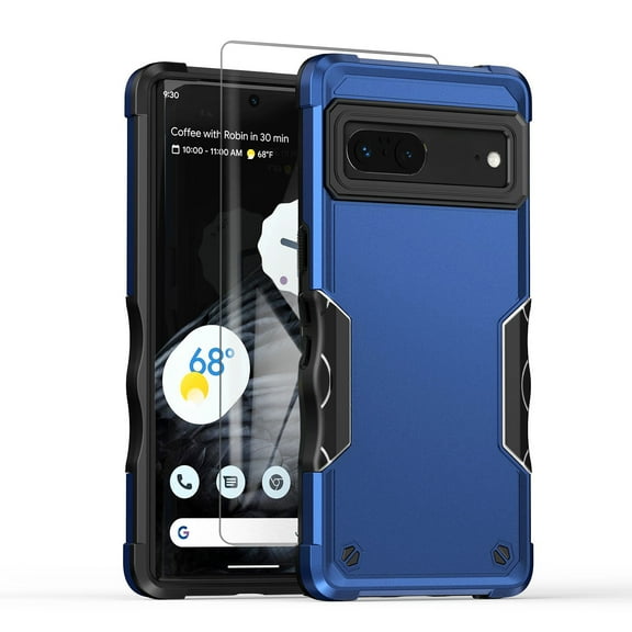Allytech Google Pixel 7A Case with Screen Protetor, Hybrid Rugged Protective Back Cover Shockproof Anti-Scratch Slim Fit Shell Case for Google Pixel 7A - Blue