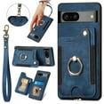 thumbnail image 1 of Allytech Google Pixel 7A Case, Wallet Case for Google Pixel 7a - RFID Blocking Shockproof Multiple Cards Slots Protective Ring Holder Stand Hand Wrist Strap Case Cover for Women Men - Blue, 1 of 12