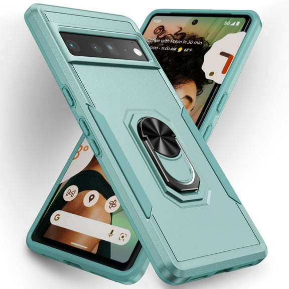 Allytech for Google Pixel 7a Case Cover, with Ring Holder Stand Hybrid Rugged Protective Shockproof Bumper Case Cover for Google Pixel 7A 6.1" - Green