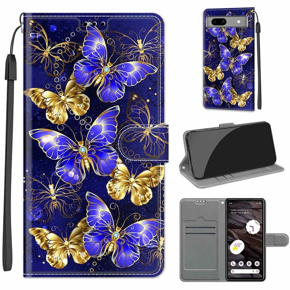 Allytech Google Pixel 7a Wallet Case, Stylish Pattern Design PU Leather Flip Stand Hand Wrist Kickstand Cards Slots Mangetic Closure Wallet Cover Case for Google Pixel 7A