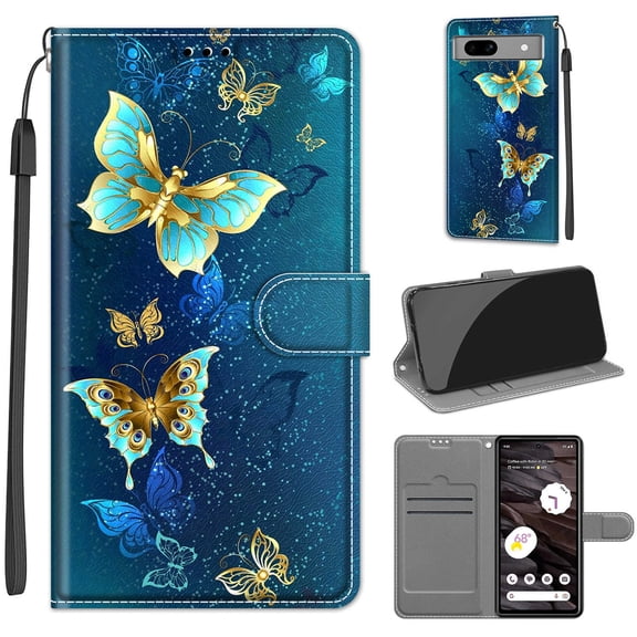Allytech Google Pixel 7a Wallet Case, Stylish Pattern Design PU Leather Flip Stand Hand Wrist Kickstand Cards Slots Mangetic Closure Wallet Cover Case for Google Pixel 7A
