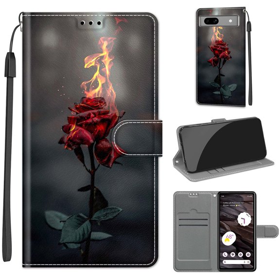 Allytech Google Pixel 7a Wallet Case, Stylish Pattern Design PU Leather Flip Stand Hand Wrist Kickstand Cards Slots Mangetic Closure Wallet Cover Case for Google Pixel 7A
