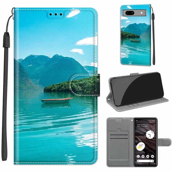 Allytech Google Pixel 7a Wallet Case, Stylish Pattern Design PU Leather Flip Stand Hand Wrist Kickstand Cards Slots Mangetic Closure Wallet Cover Case for Google Pixel 7A