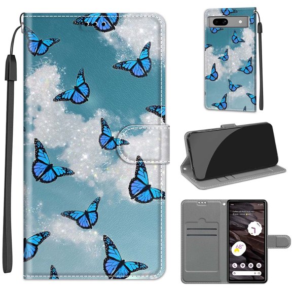 Allytech Google Pixel 7a Wallet Case, Stylish Pattern Design PU Leather Flip Stand Hand Wrist Kickstand Cards Slots Mangetic Closure Wallet Cover Case for Google Pixel 7A