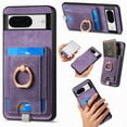 thumbnail image 1 of Allytech for Google Pixel 8 2 in 1 Detachable Wallet Case, Retro PU Leather Ring Kickstand Card Slots Case for Women Men, Strong Magnetic Shockproof Slim Case for Google Pixel 8 - Purple, 1 of 10