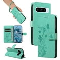 thumbnail image 1 of Allytech for Google Pixel 8 Pro Case with Cards Holder, Premium PU Leather Flip Cover Stand Hand Wrist Shockproof Butterfly Floral Embossed Wallet Case for Google Pixel 8 Pro - Green, 1 of 8