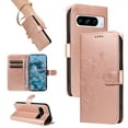 thumbnail image 1 of Allytech for Google Pixel 8 Pro Case with Cards Holder, Premium PU Leather Flip Cover Stand Hand Wrist Shockproof Butterfly Floral Embossed Wallet Case for Google Pixel 8 Pro - Rosegold, 1 of 8