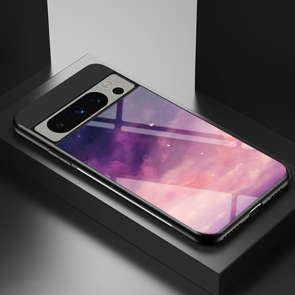 Allytech Google Pixel 8 Pro Case, Glass Back Cover Galaxy Series Sleek Anti-Scratch Shockproof Bumper Slim Fit Shell Cover for Google Pixel 8 Pro 6.7" - Purple