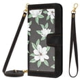 thumbnail image 1 of Allytech for Google Pixel 8 Pro Wallet Case, Premium PU Leather Cards Slots Shoulder Strap Hand Wrist Fashion Floral Pattern Wallet Phone Case for Google Pixel 8 Pro - Black, 1 of 14