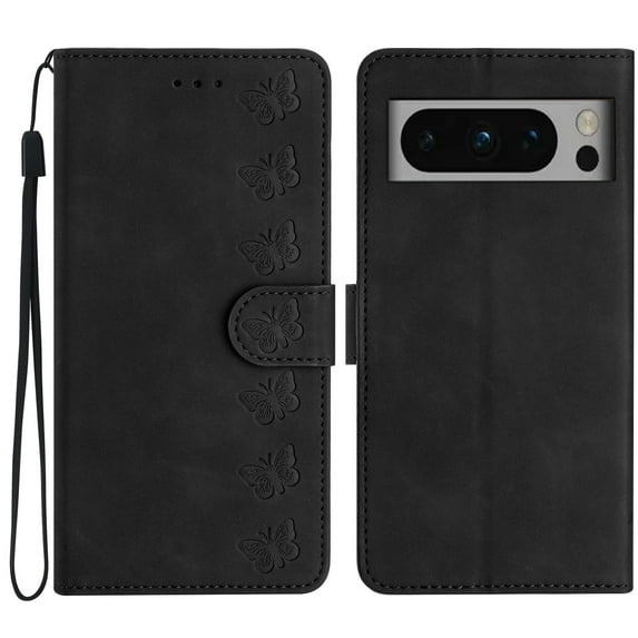 Allytech for Google Pixel 8 Pro Wallet Case, Vintage PU Leather Cards Slots Lanyard Stand Flip Cover Folio Shockproof Anti-Scratch Wallet Case Cover for Google Pixel Pro 6.7" 2023 - Black