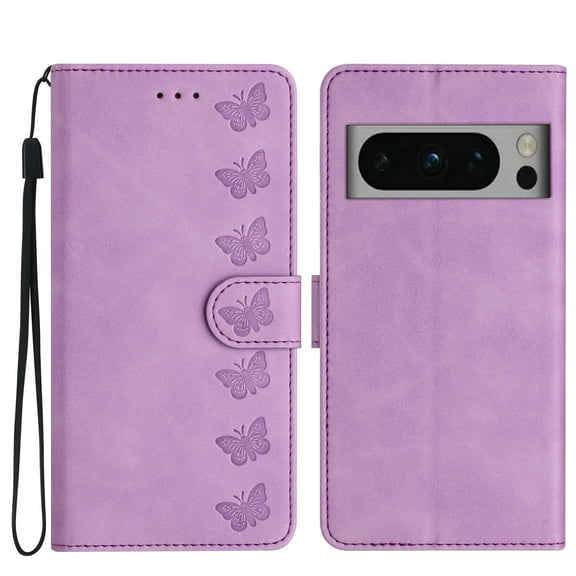 Allytech for Google Pixel 8 Pro Wallet Case, Vintage PU Leather Cards Slots Lanyard Stand Flip Cover Folio Shockproof Anti-Scratch Wallet Case Cover for Google Pixel Pro 6.7" 2023 - Purple