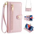 thumbnail image 1 of Allytech for Google Pixel 8 Wallet Case Cover, Large Space Cards Slots Zipper Pocket Shoulder Strap Kickstand Shockproof Wallet Phone Case for Google Pixel 8 6.2" - Pink, 1 of 6