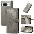 thumbnail image 1 of Allytech for Google Pixel 8 Wallet Case, Luxury PU Leather with Embossed Pattern, Magnetic Clasp Kickstand Card Cash Slots Shockproof Slim Flip Case with Hand Strap for Women Men - Gray, 1 of 6
