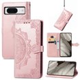thumbnail image 1 of Allytech for Google Pixel 8 Wallet Case, Luxury PU Leather with Embossed Pattern, Magnetic Clasp Kickstand Card Cash Slots Shockproof Slim Flip Case with Hand Strap for Women Men - Rosegold, 1 of 7