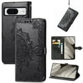 thumbnail image 1 of Allytech for Google Pixel 8 Wallet Case, Luxury PU Leather with Embossed Pattern, Magnetic Clasp Kickstand Card Cash Slots Shockproof Slim Flip Case with Hand Strap for Women Men - Black, 1 of 7