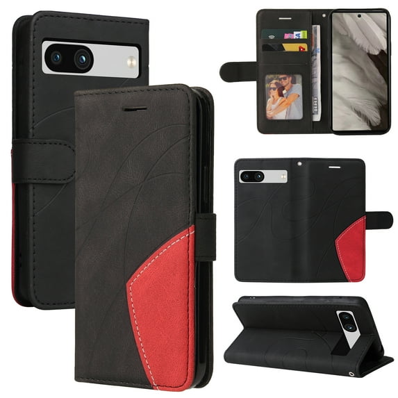 Allytech Google Pixel 8A Wallet Case with Cards Holder, Vintage PU Leather Flip Folio Stand Shockproof Anti-Scratch Slim Fit Cover for Google Pixel 8A - Black