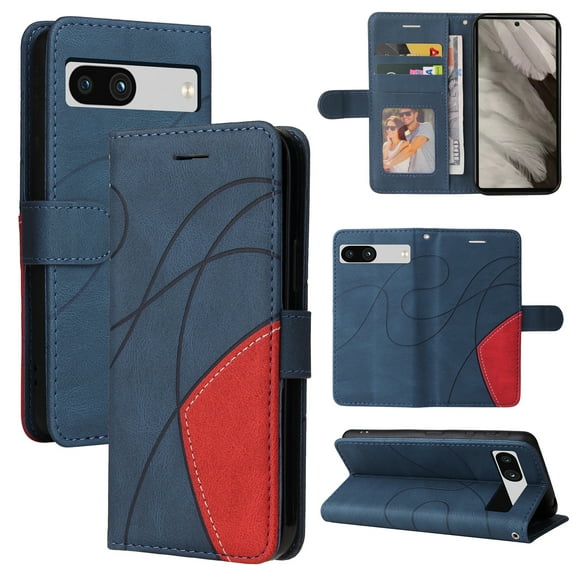 Allytech Google Pixel 8A Wallet Case with Cards Holder, Vintage PU Leather Flip Folio Stand Shockproof Anti-Scratch Slim Fit Cover for Google Pixel 8A - Blue