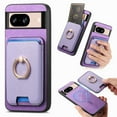 thumbnail image 1 of Allytech Google Pixel 9 Case, Detachable Magnetic Wallet Case with Card Holder & Ring Stand, Support Car Mount, Premium PU Leather Shockproof Durable Protective Slim Case Cover - Purple, 1 of 7
