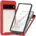 thumbnail image 1 of Allytech for Google Pixel 9 Pro/ Pixel 9 Case with Build in Screen Protector, Crystal Clear TPU Full Body Protective Shockproof Anti-Yellow Bumper Slim Fit Shell Case for Women Men - Red, 1 of 4