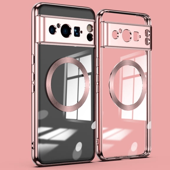 Allytech for Google Pixel 9 Pro/ Pixel 9 Case Clear, Magnetic Case Compatible with Magsafe Wireless Charging Anti-Yellow Shockproof Bumper Hard PC Back Cover Case for Google Pixel 9 Pro/ 9, Rosegold