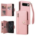 thumbnail image 1 of Allytech Google Pixel 9 Wallet Case with Zipper Pocket, Luxury PU Leather Flip Cover with Card Slots & Wrist Strap, Shockproof Kickstand Magnetic Buckle Protective Case for Women Men, Rosegold, 1 of 15