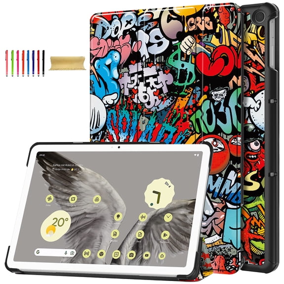 Allytech Google Pixel Tablet Case 10.95" 2023, Ultra Slim Fit Lightweight Shockproof Multi Angle Viewing Stand Protective Cover Case for Google Pixel Tablet - Graffiti