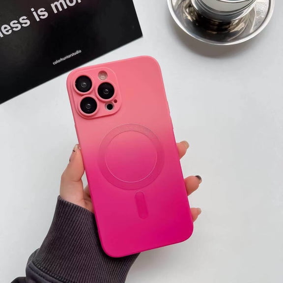 Allytech Gradient Case for Apple iPhone 16, Slim Lightweight Colorful Cover Compatible with MagSafe, Soft TPU Stylish Case with Lens Film for iPhone 16, Pink+Rose