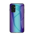 thumbnail image 1 of Allytech Gradient Case for Samsung Galaxy A24 4G, Slim Fit Lightweight Carbon Fiber Rugged Tempered Glass Back + Soft TPU Bumper Shockproof Drop Protection Stylish Cover Case - Blue, 1 of 11