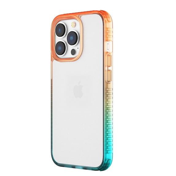 Allytech Gradient Case for iPhone 12 Pro Max (6.7 inch) 2020, Hybrid Hard PC Back & Soft TPU Frame Shock Absorption Flexible Slim Drop Protection Cover for iPhone 12 Pro Max 2020, Orange + Green