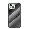 thumbnail image 1 of Allytech Gradient Case for iPhone 15 Plus, Slim Fit Lightweight Carbon Fiber Rugged Tempered Glass Back + Soft TPU Bumper Shockproof Drop Protection Stylish Cover Case - Black, 1 of 10