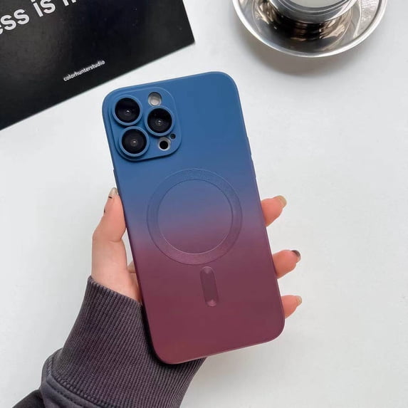 Allytech Gradient Case for iPhone 15 Pro, Slim Lightweight Colorful Cover Compatible with MagSafe, Soft TPU Stylish Case with Lens Film for iPhone 15 Pro, Blue+Red