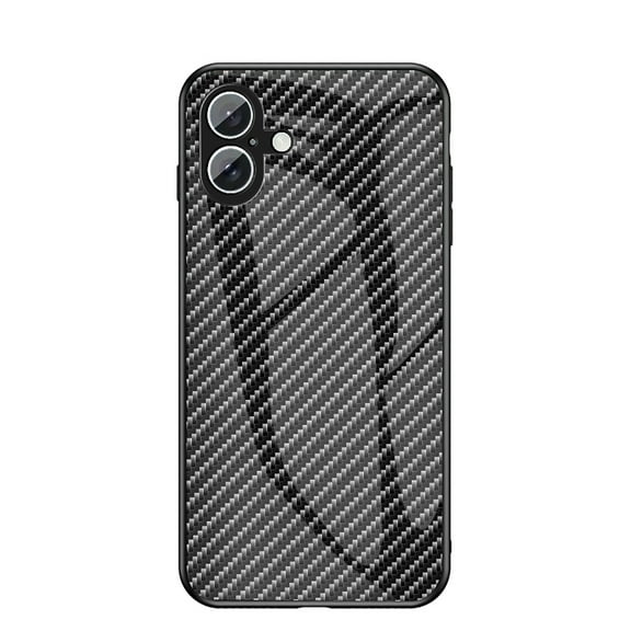 Allytech Gradient Case for iPhone 16 Plus, Slim Fit Lightweight Carbon Fiber Rugged Tempered Glass Back + Soft TPU Bumper Shockproof Drop Protection Stylish Cover Case - Black