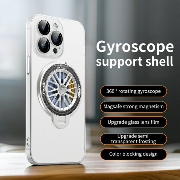 Allytech Gradient Case for iPhone 16 Pro Max with Lens Protector, [Compatible with MagSafe], Rotatable Gyroscope Kickstand Shockproof Ultra Slim Matte Case for iPhone 16 Pro Max - Clear