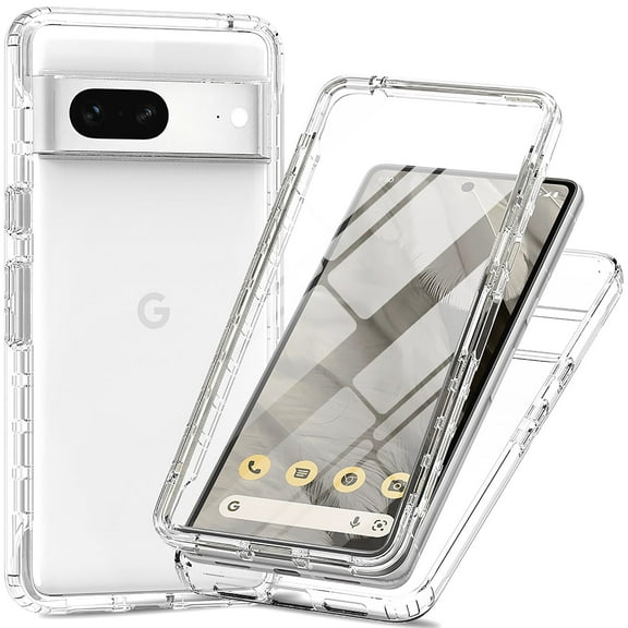 Allytech Gradient Clear Case for Google Pixel 7 - Built-in Screen Protector - Hard PC + Flexible TPU Hybrid Shockproof Anti-Scratch Full Body Protection No Yellowing Ultra Slim Case - Clear